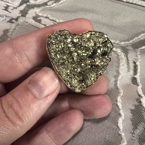 Charles Albert pyrite heart adjustable ring